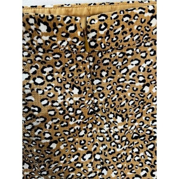 J. Crew Womens Leopard Print Pencil Skirt Size 8‎ Cotton Blend Tan & Black - Picture 4 of 5